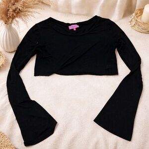 Edikted Black Flared Sleeve Crop Top